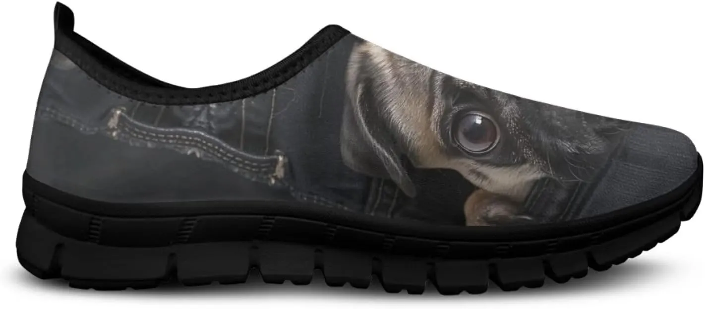 Dog Design Men Slip-on Shoes Loafers Low Top Casual Mesh Shoes with Arch Support Insole Business Work Outdoor Sneaker
