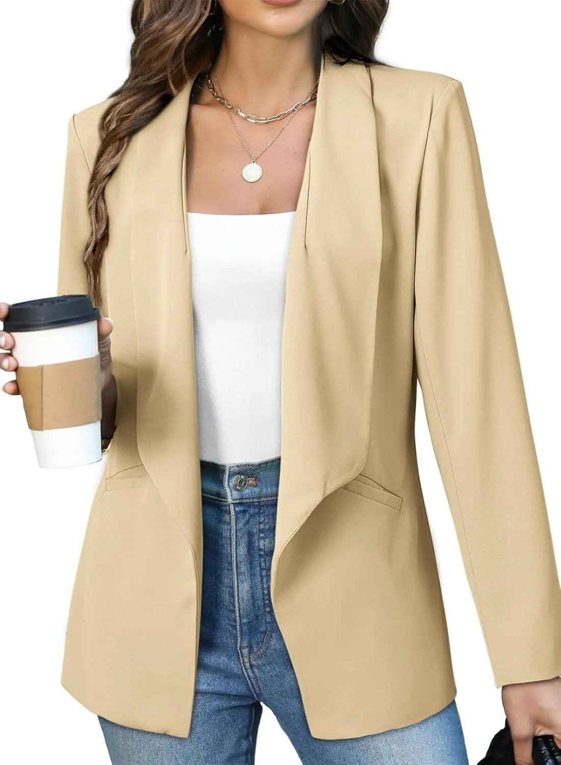 Dokotoo Blazers for Women Business Casual Long Sleeve Open Front Lightweight Work Office Suit Jackets Blazer