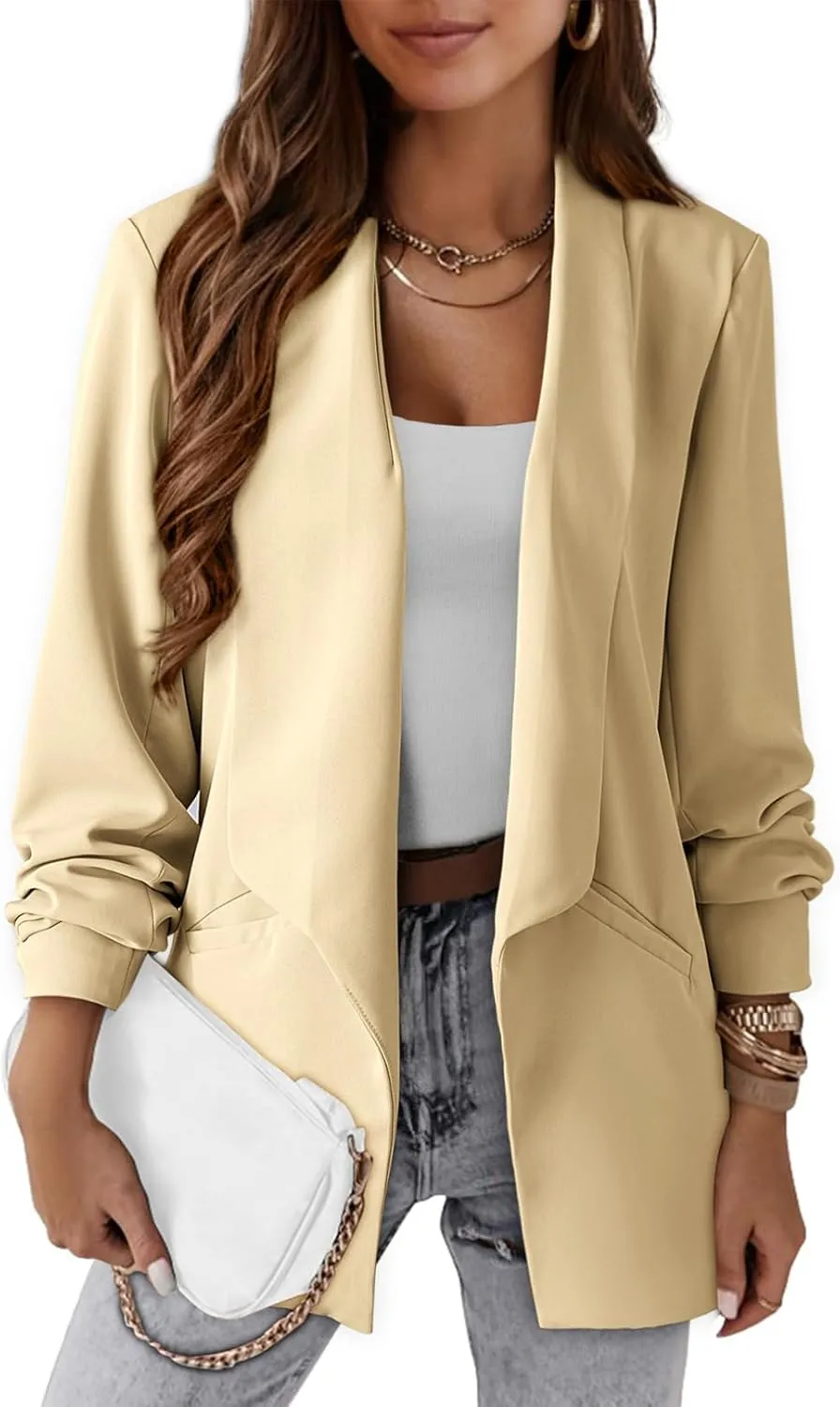 Dokotoo Blazers for Women Business Casual Long Sleeve Open Front Lightweight Work Office Suit Jackets Blazer