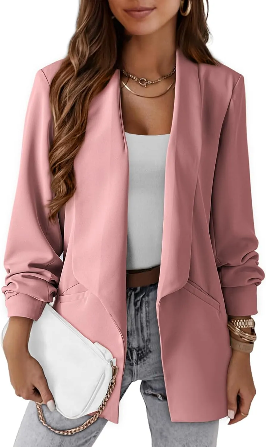Dokotoo Blazers for Women Business Casual Long Sleeve Open Front Lightweight Work Office Suit Jackets Blazer