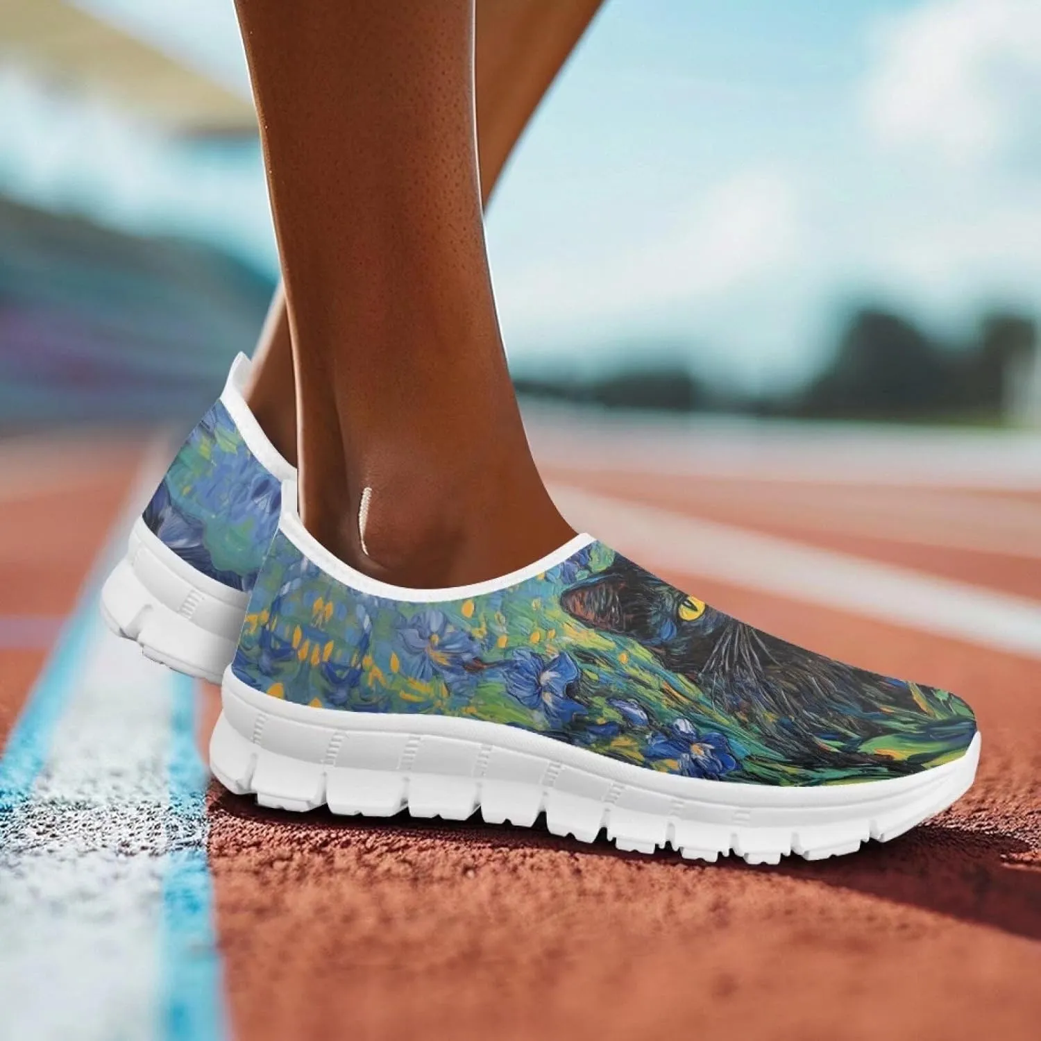 Doojoayie Art Printed Women Slip On Shoes for Ladies Tennis Shoes Daily Casual Footwear