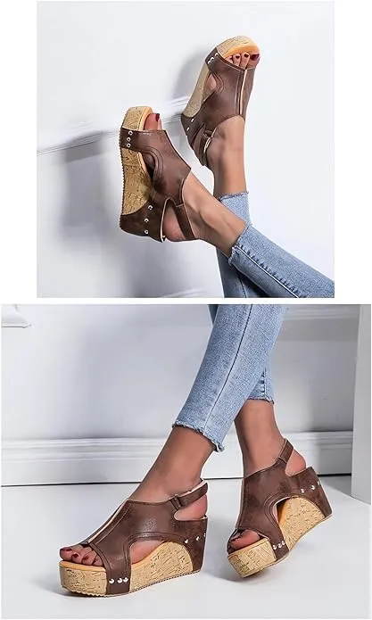 Dotmalls Wedge Sandals, Summer Flat Wedge Heel Fish Mouth Casual Women's Sandals, Women's Comfy Orthotic Sandals
