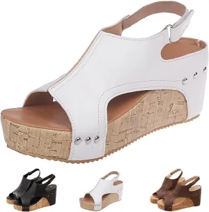Dotmalls Wedge Sandals, Summer Flat Wedge Heel Fish Mouth Casual Women's Sandals, Women's Comfy Orthotic Sandals
