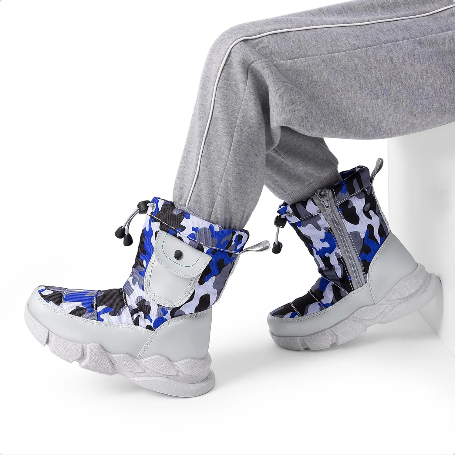DREAM PAIRS Boys Girls Snow Boots Water Resistant Non-Slip Mid Calf Lightweight Athletic Outdoor Warm Winter Shoes for Little/Big Kids