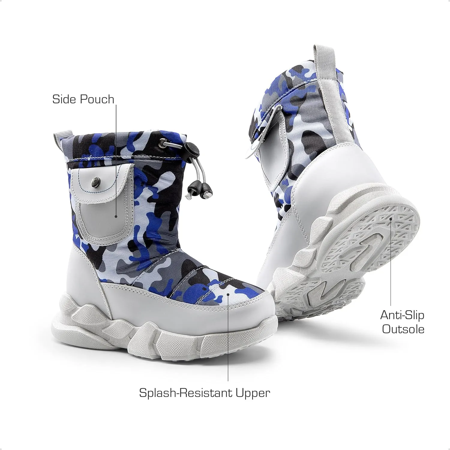 DREAM PAIRS Boys Girls Snow Boots Water Resistant Non-Slip Mid Calf Lightweight Athletic Outdoor Warm Winter Shoes for Little/Big Kids