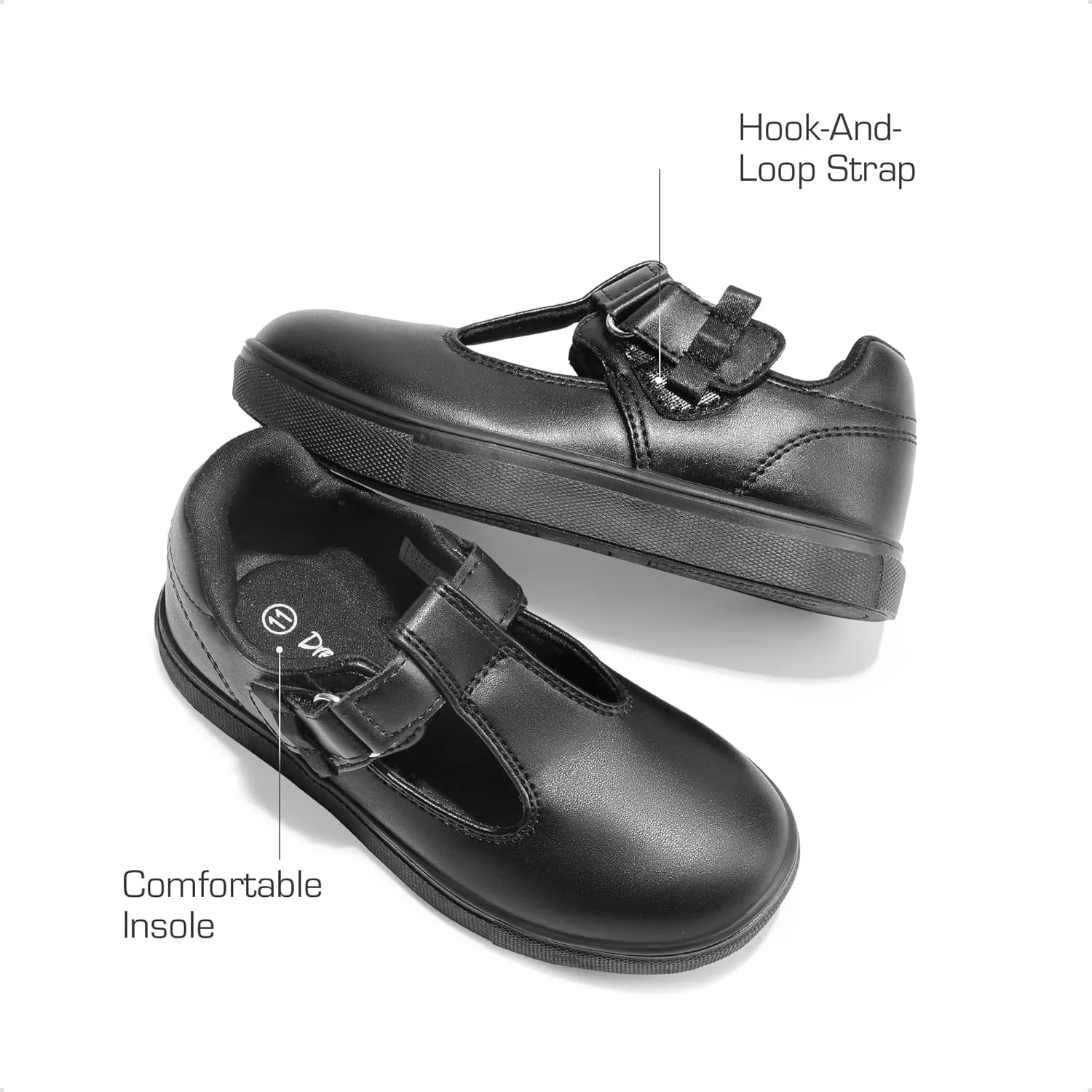 DREAM PAIRS Girls Mary Jane School Uniform Shoes T-Strap Flat Sneakers for Toddler/Little Kid