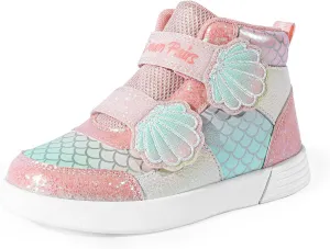 DREAM PAIRS Girls Shoes Toddler Sneakers Kids High Top Shoes with Hook and Loop Storybook Casual Walking Shoes