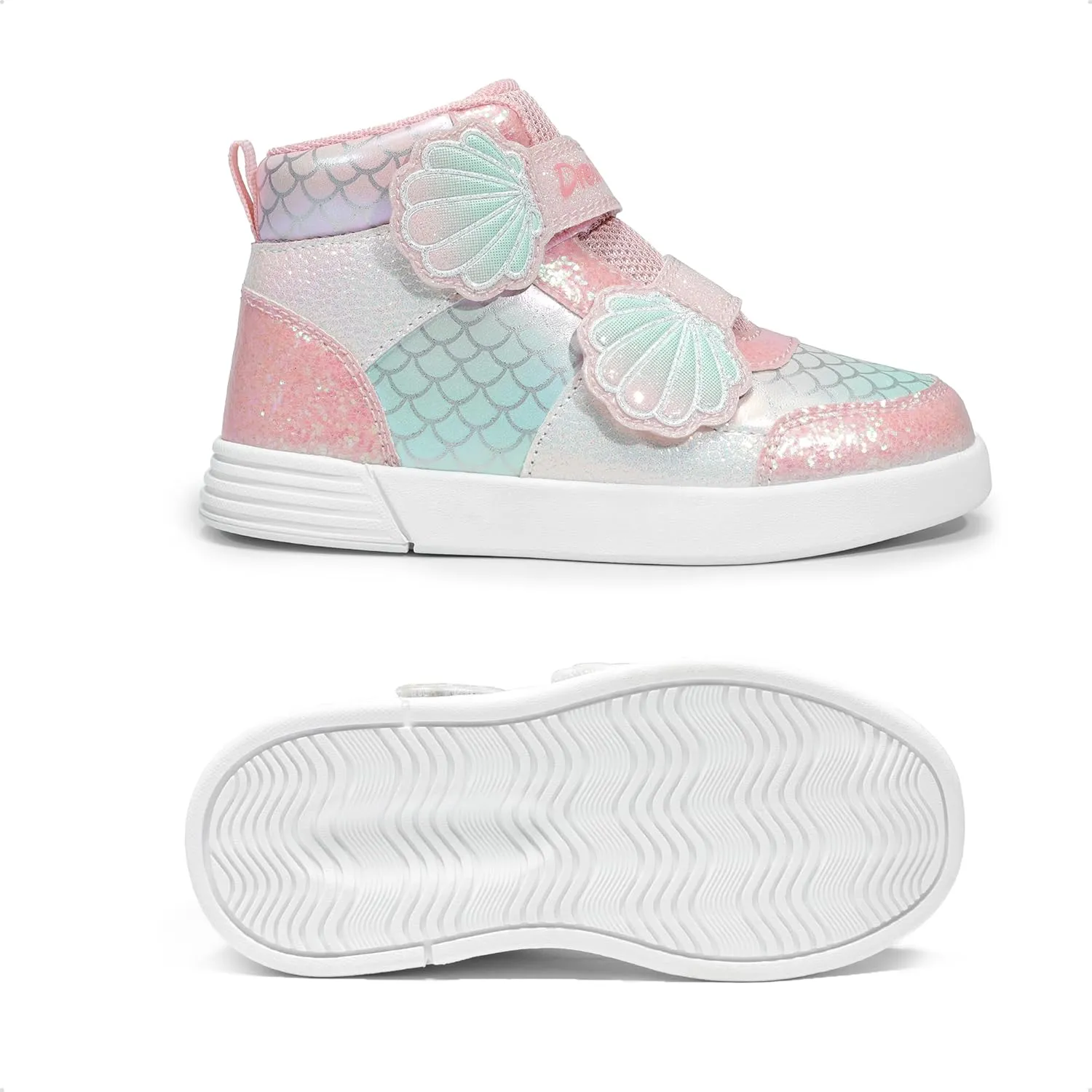 DREAM PAIRS Girls Shoes Toddler Sneakers Kids High Top Shoes with Hook and Loop Storybook Casual Walking Shoes
