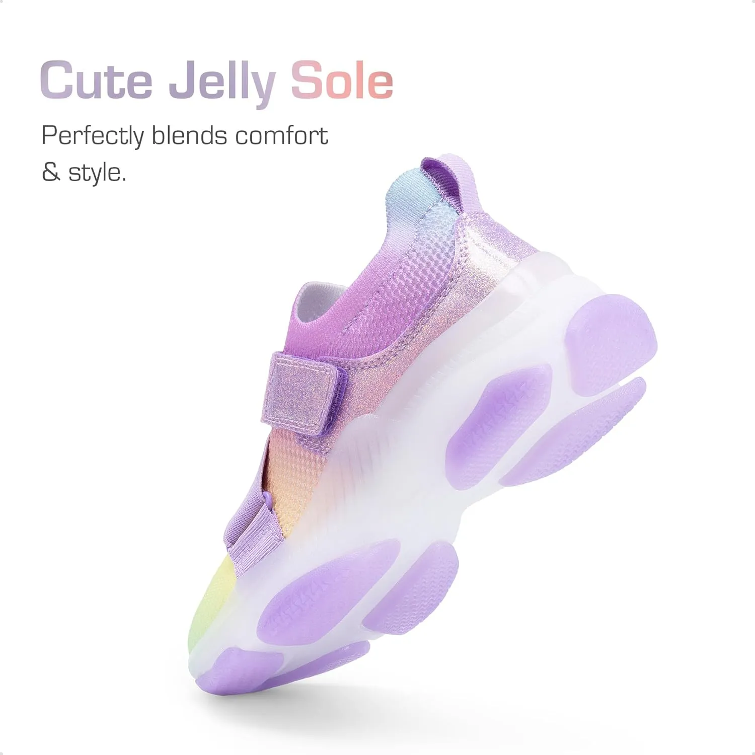 DREAM PAIRS Kids Sneakers Girls Slip-On Shoes Z-Strap Colorful Jelly Sole Walking Shoes