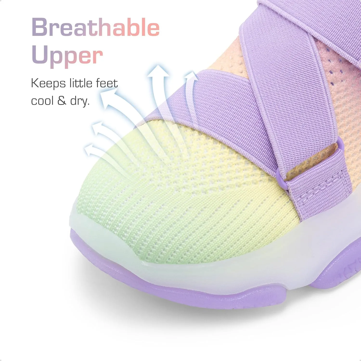 DREAM PAIRS Kids Sneakers Girls Slip-On Shoes Z-Strap Colorful Jelly Sole Walking Shoes
