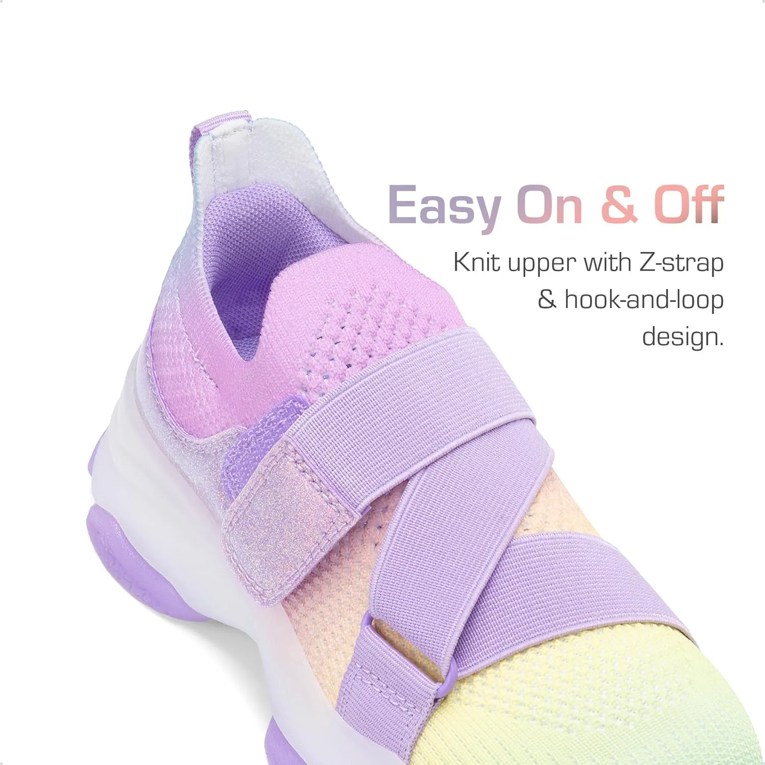 DREAM PAIRS Kids Sneakers Girls Slip-On Shoes Z-Strap Colorful Jelly Sole Walking Shoes