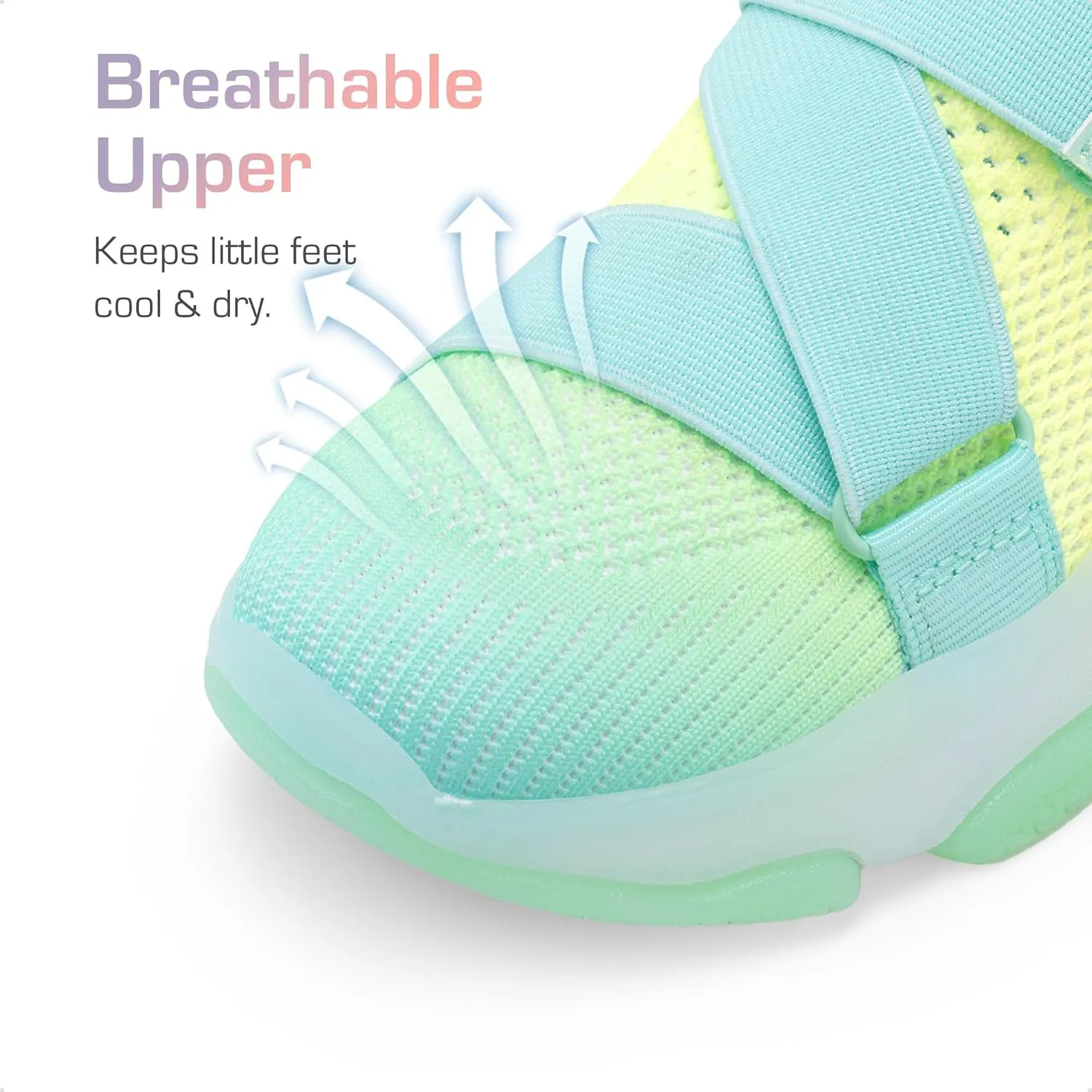 DREAM PAIRS Kids Sneakers Girls Slip-On Shoes Z-Strap Colorful Jelly Sole Walking Shoes