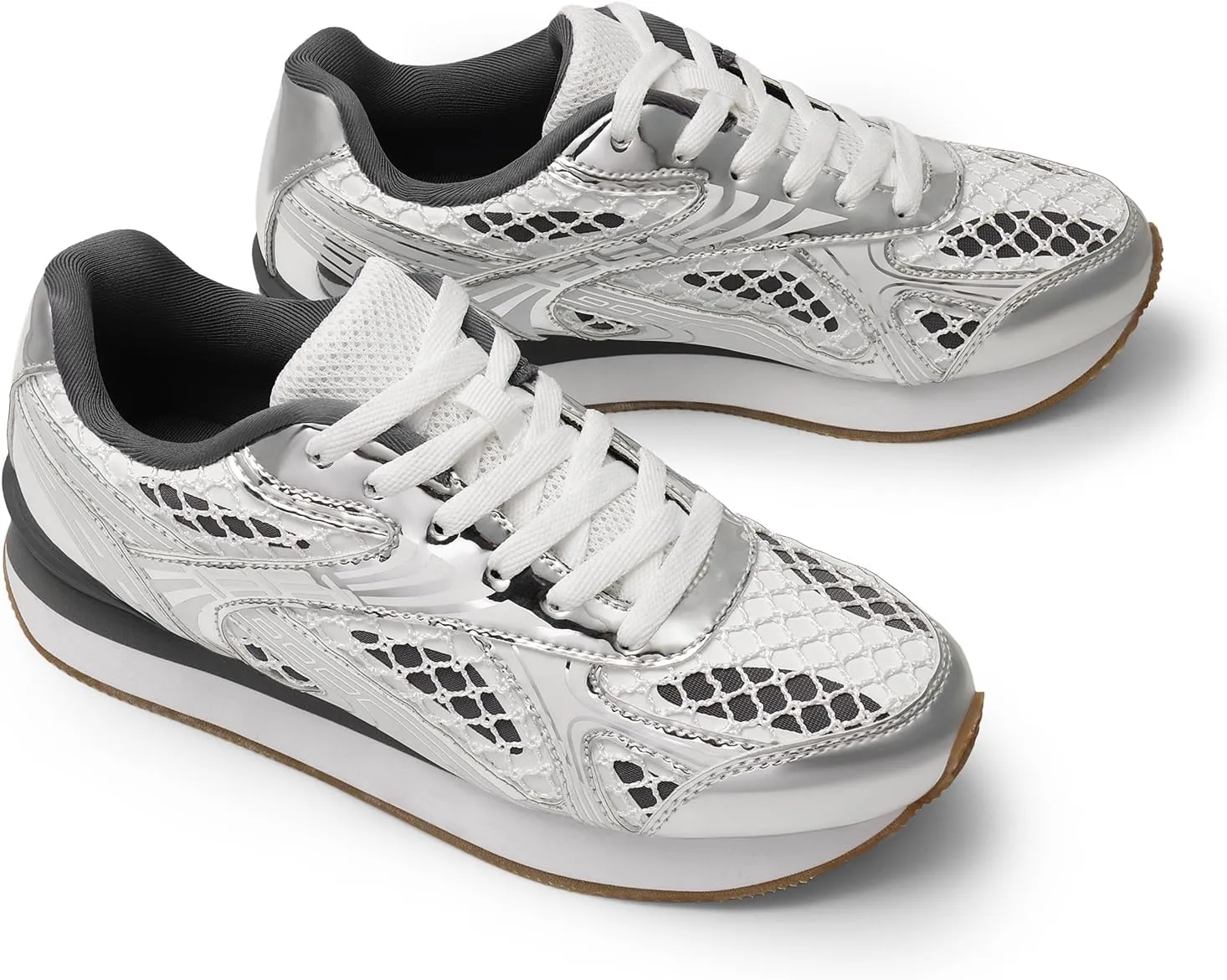 DREAM PAIRS Women Chunky Platform Retro Fashion Sneakers Comfortable Breathable Walking Shoes Casual Lace Up Tennis Shoes