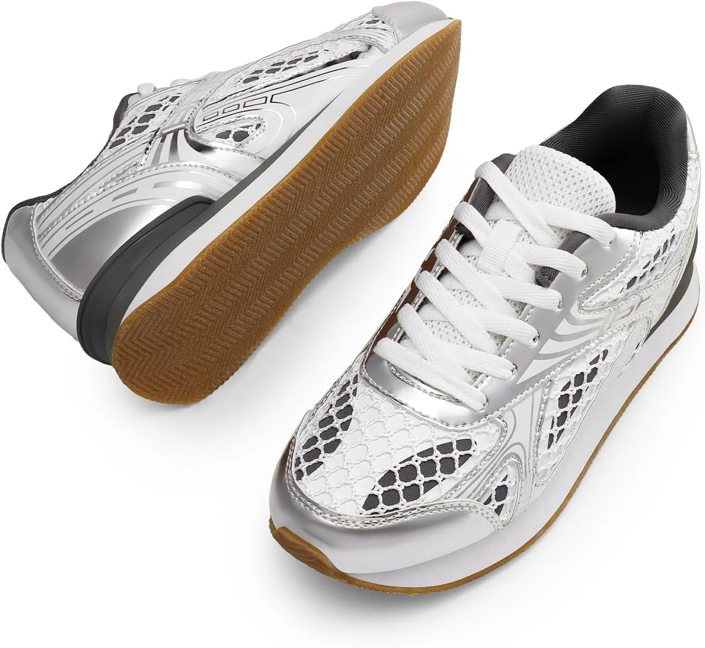 DREAM PAIRS Women Chunky Platform Retro Fashion Sneakers Comfortable Breathable Walking Shoes Casual Lace Up Tennis Shoes