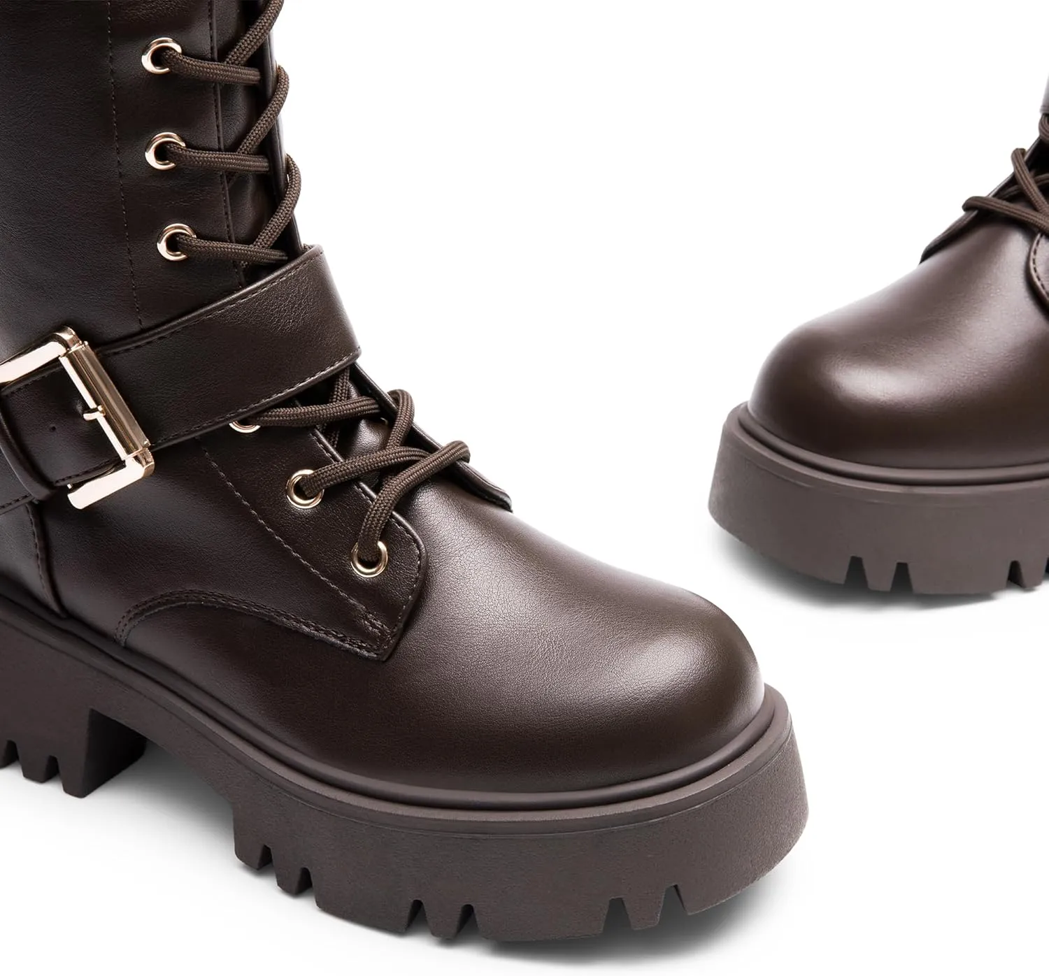 DREAM PAIRS Women's Combat Riding Platform Knee High Boots, Lace Up Fall Lug Sole Gothic Motorcycle Boots with Inside Zipper