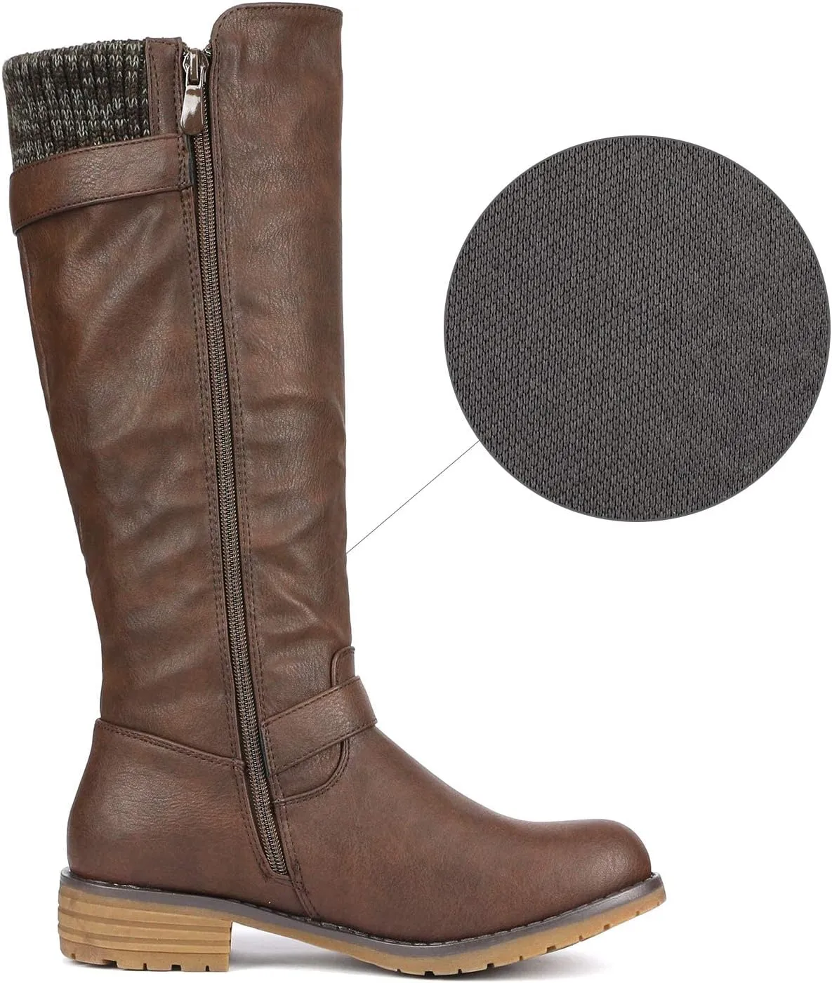DREAM PAIRS Women's Knee High Boots Comfortable Riding Boots Side Zipper Fall Boots with Buckle
