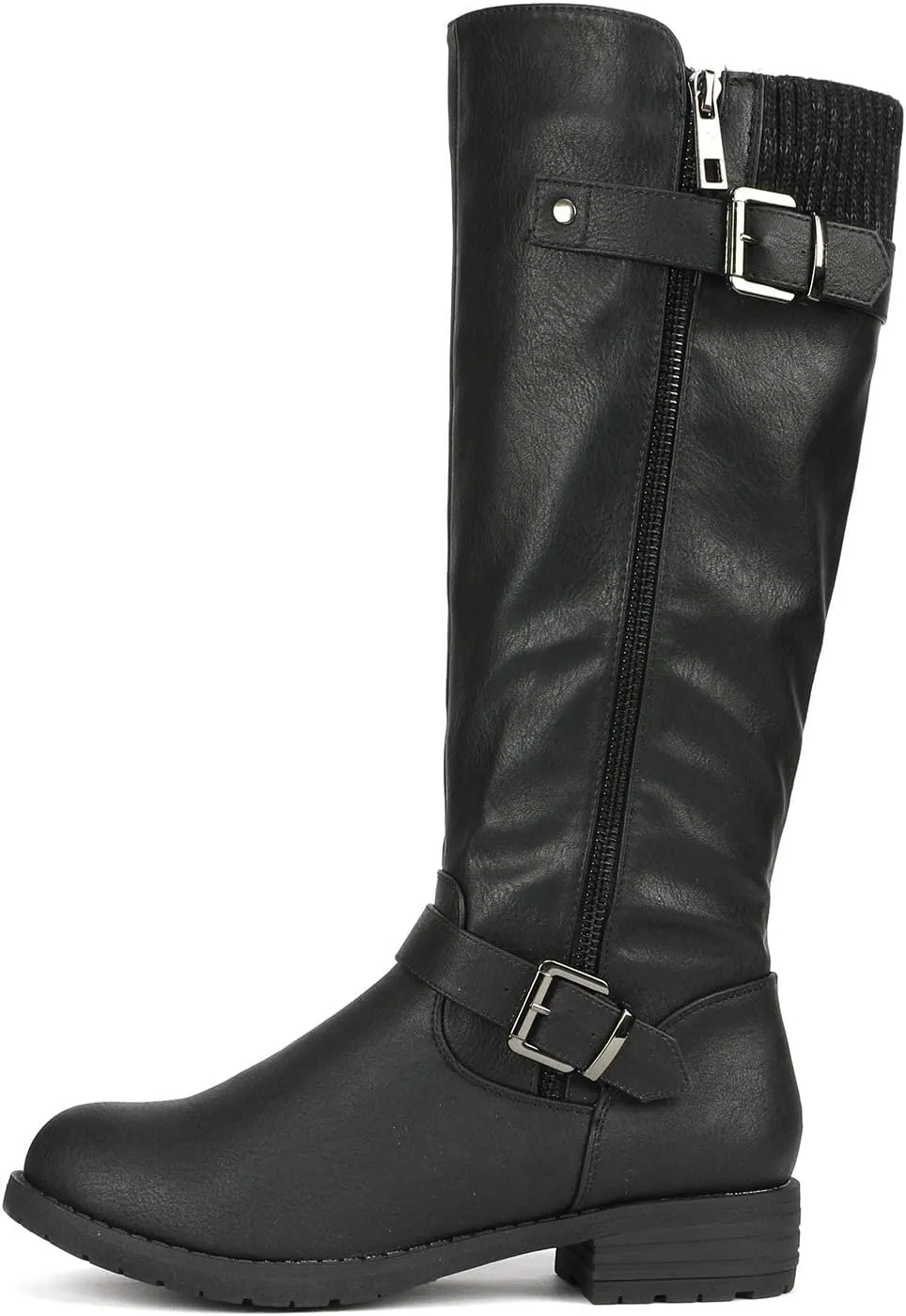 DREAM PAIRS Women's Knee High Boots Comfortable Riding Boots Side Zipper Fall Boots with Buckle