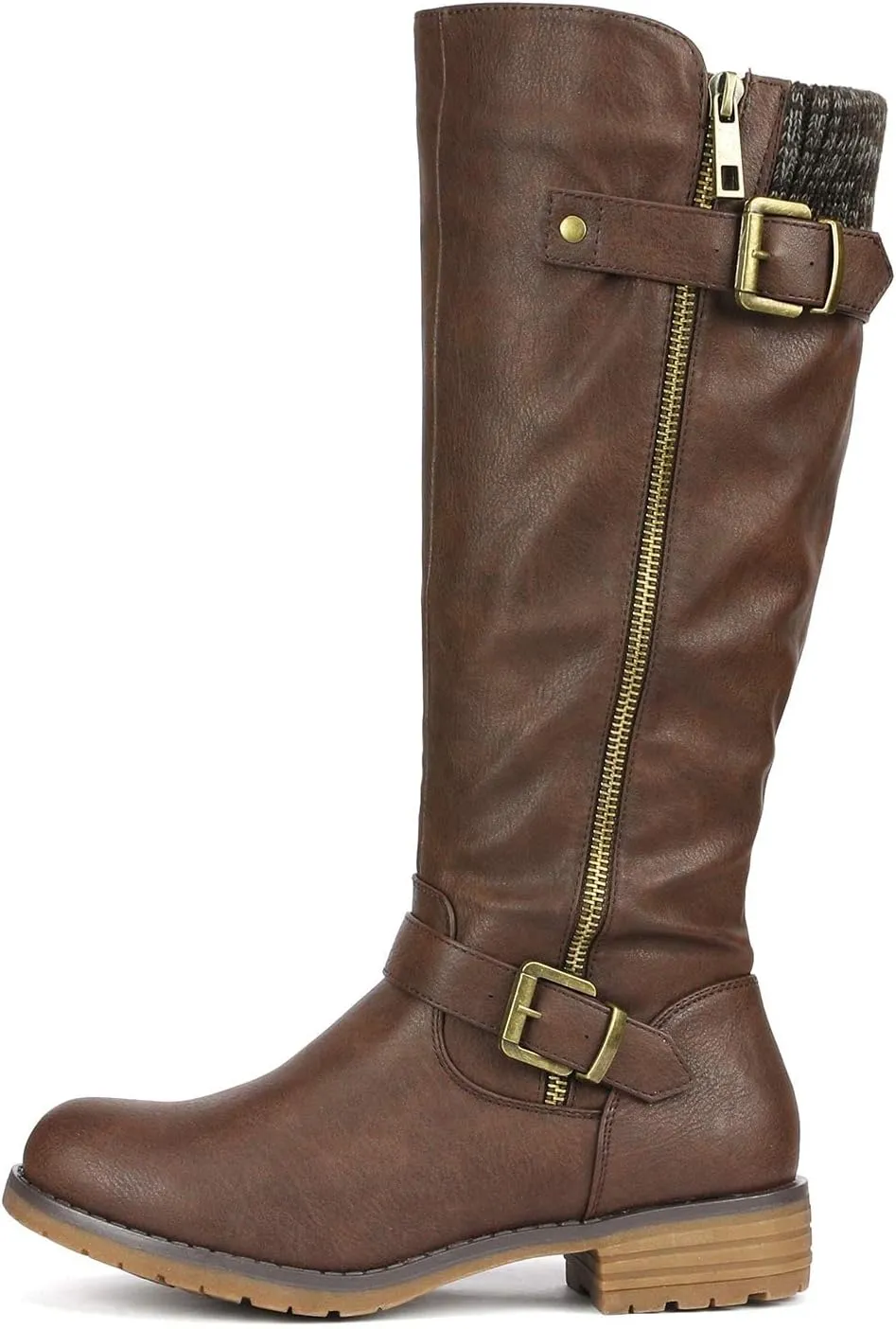 DREAM PAIRS Women's Knee High Boots Comfortable Riding Boots Side Zipper Fall Boots with Buckle