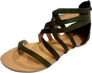 Dressy Flat Sandals for Women Criss Cross Flip Flops Anti-Slip Gladiator Solid Color Beach Falt Flat Sandals Women