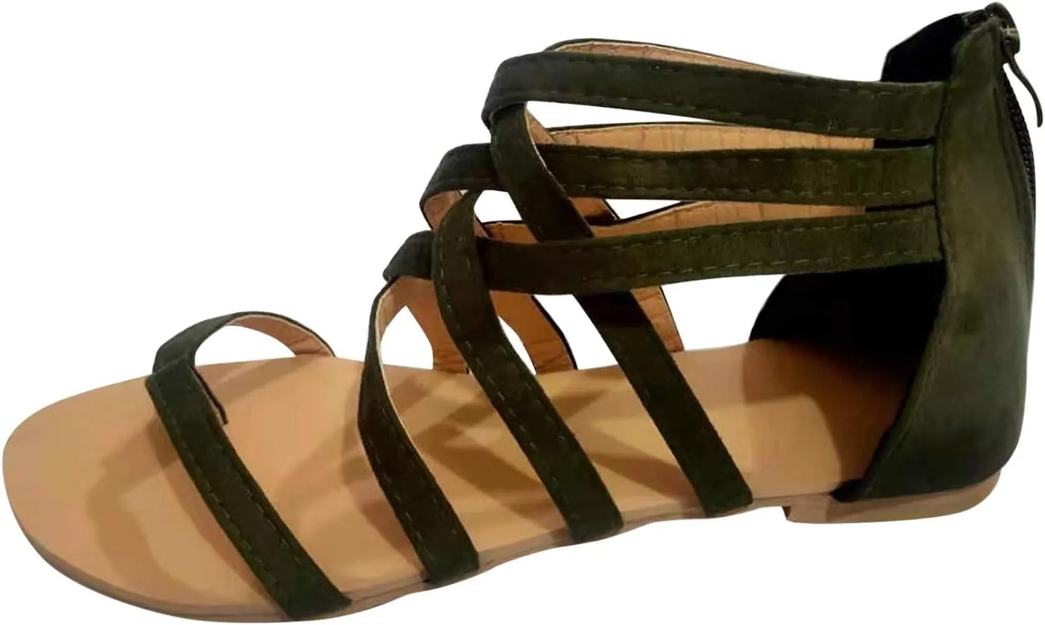 Dressy Flat Sandals for Women Criss Cross Flip Flops Anti-Slip Gladiator Solid Color Beach Falt Flat Sandals Women