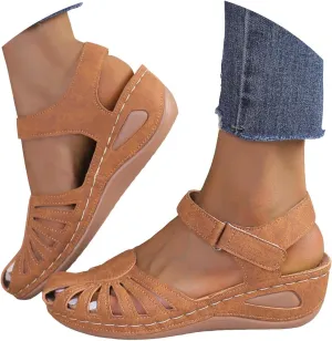 Eduavar Orthopedic Sandals for Women, Womens Sandals Comfortable Closed Toe Casual Hollow Out Shoes Orthotic Wedge Sandals