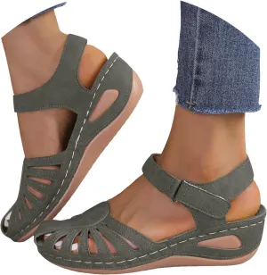 Eduavar Orthopedic Sandals for Women, Womens Sandals Comfortable Closed Toe Casual Hollow Out Shoes Orthotic Wedge Sandals