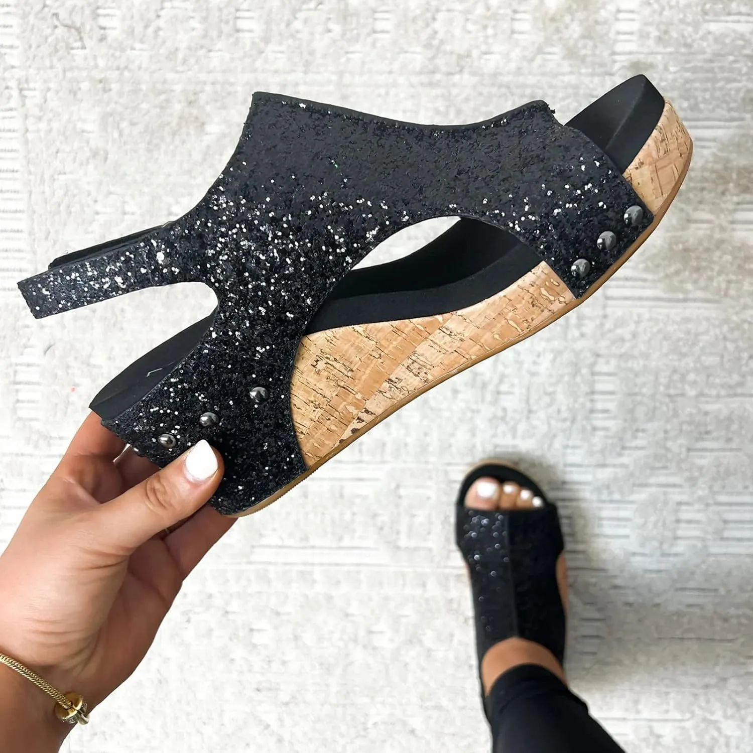 Eduavar Womens Wedge Sandals, Orthopedic Sandals for Women Sandals Open Toe Wedge Platform Sandal with Back Strap
