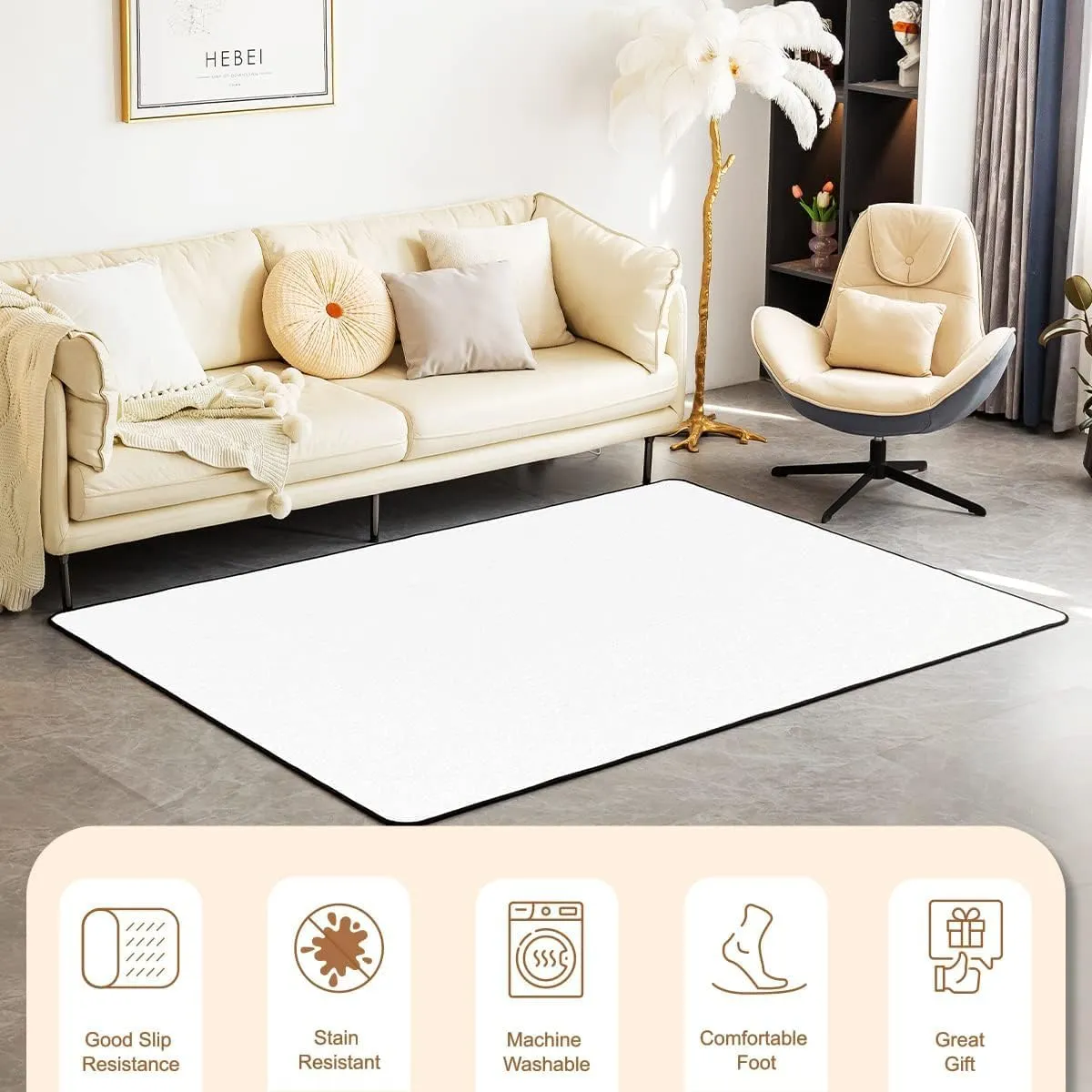 Erosebridal Cartoon Cow Area Rug 4'11" x 3'3" Highland Cows Living Room Rugs for Kids Boys Girls Daisy Floral Wood Boots Rustic Blue White Decorative Carpet Non Slip Indoor Floor Mat
