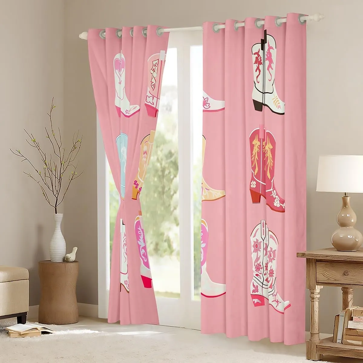 Erosebridal Cowgirl Boots Blackout Curtains 30-50%,Southwestern Cowboy Curtains for Living Room Bedroom,Rustic Farmhouse Window Treatments,Tribal Curtain Drapes 2 Panels,52x84 Inch