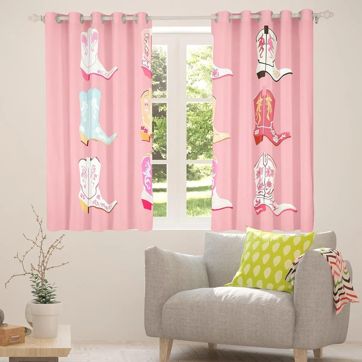 Erosebridal Cowgirl Boots Blackout Curtains 30-50%,Southwestern Cowboy Curtains for Living Room Bedroom,Rustic Farmhouse Window Treatments,Tribal Curtain Drapes 2 Panels,52x84 Inch