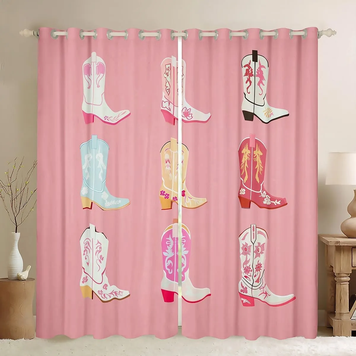 Erosebridal Cowgirl Boots Blackout Curtains 30-50%,Southwestern Cowboy Curtains for Living Room Bedroom,Rustic Farmhouse Window Treatments,Tribal Curtain Drapes 2 Panels,52x84 Inch