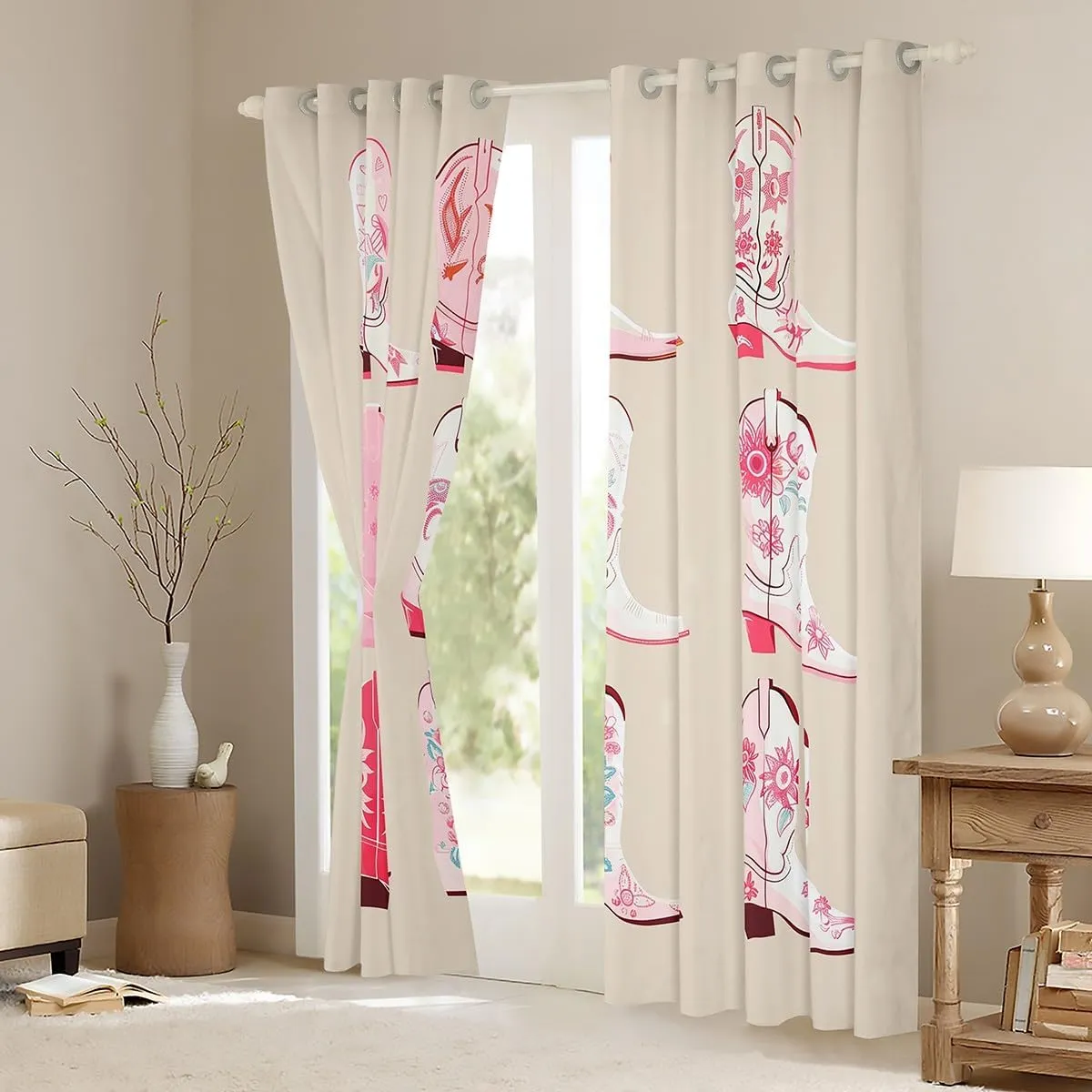 Erosebridal Cowgirl Curtains for Living Room Bedroom,Western Cowboy Boots Blackout Curtains 30-50%,Wild West Cowgirl Window Treatments,Farmhouse Curtain Drapes 2 Panels,38x45 Inch