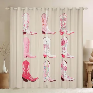 Erosebridal Cowgirl Curtains for Living Room Bedroom,Western Cowboy Boots Blackout Curtains 30-50%,Wild West Cowgirl Window Treatments,Farmhouse Curtain Drapes 2 Panels,38x45 Inch