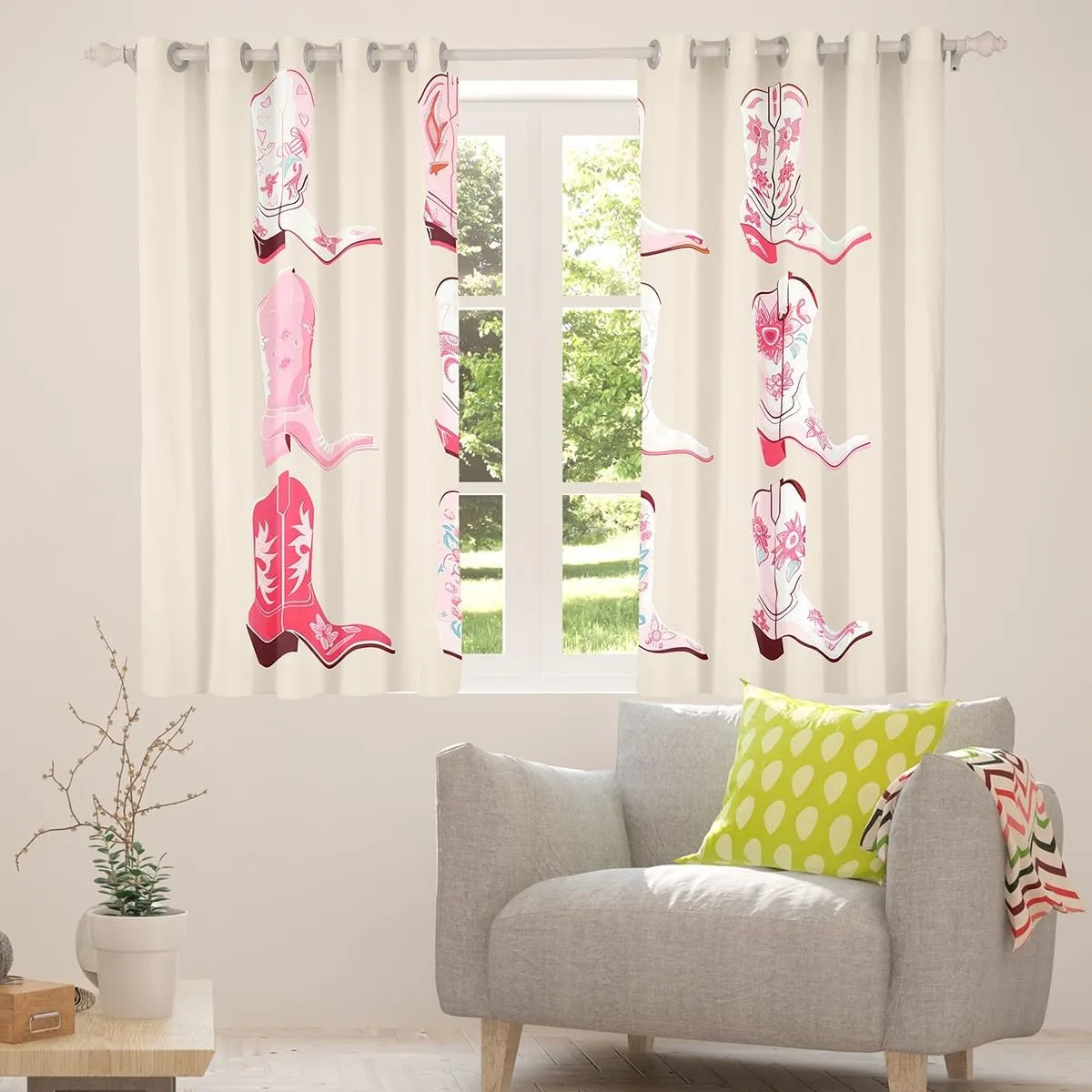 Erosebridal Cowgirl Curtains for Living Room Bedroom,Western Cowboy Boots Blackout Curtains 30-50%,Wild West Cowgirl Window Treatments,Farmhouse Curtain Drapes 2 Panels,38x45 Inch