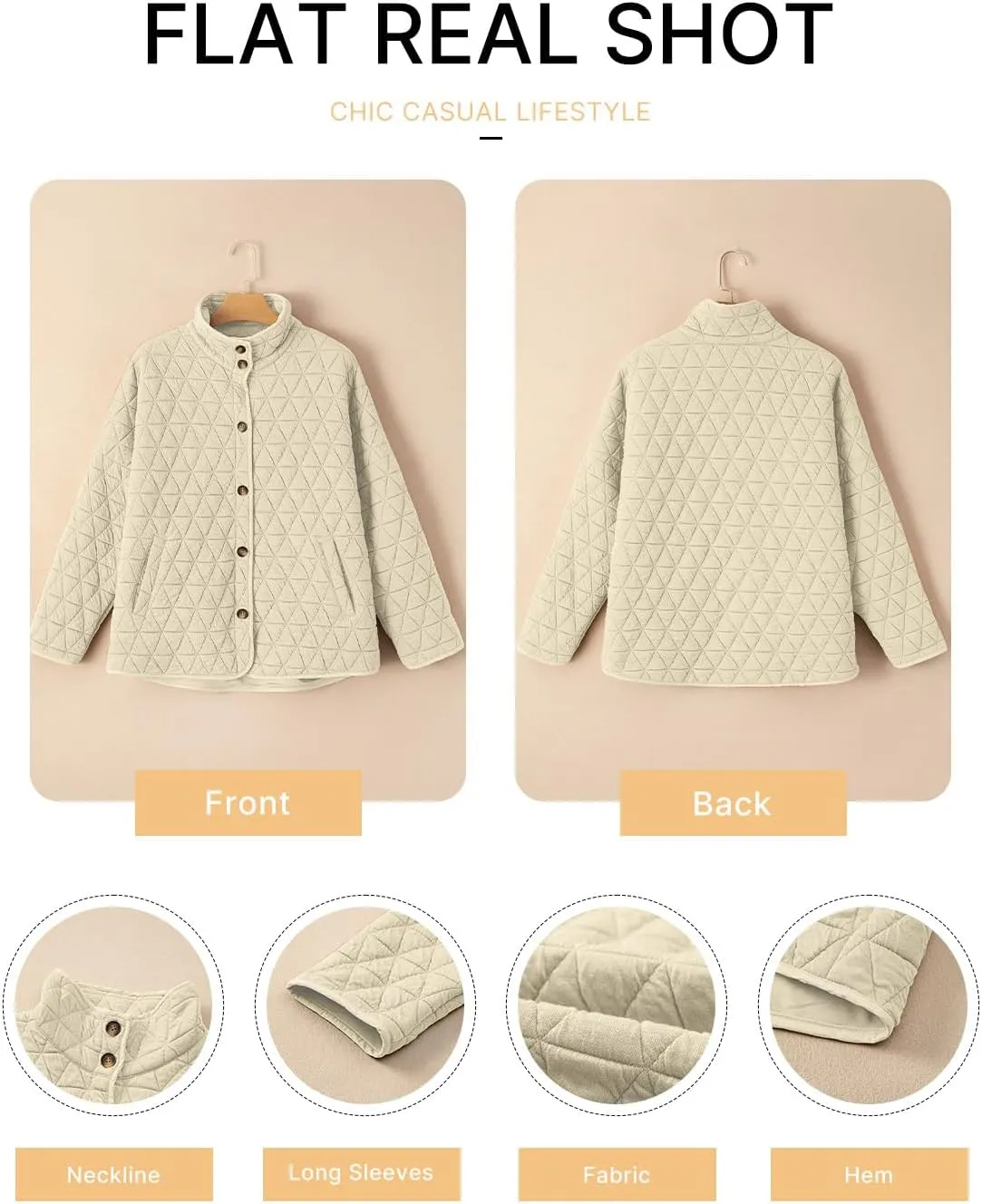 EVALESS Women's Lightweight Diamond Quilted Jacket Casual Winter Open Front Button Down Puffer Coat Outwear Cardigan