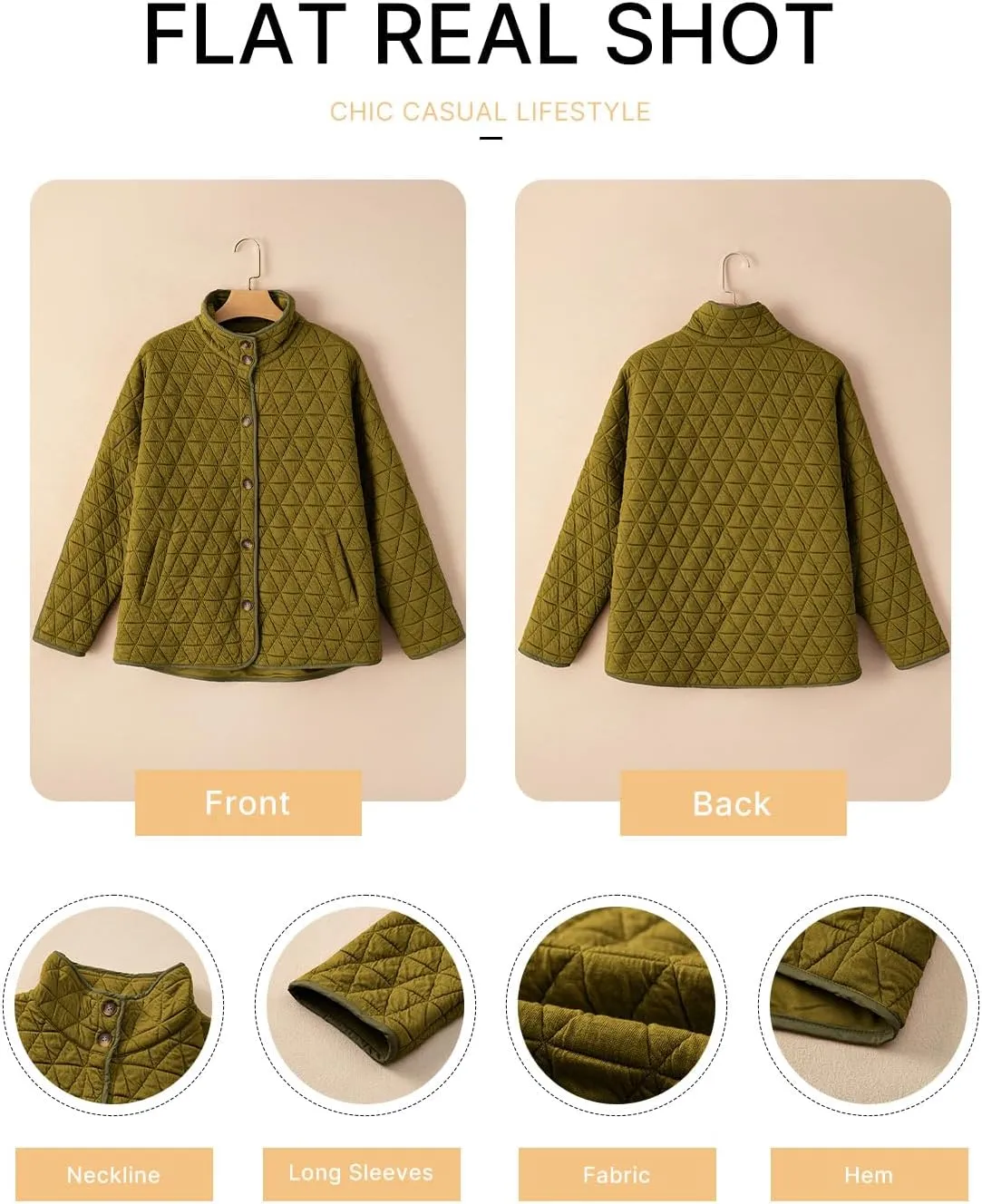 EVALESS Women's Lightweight Diamond Quilted Jacket Casual Winter Open Front Button Down Puffer Coat Outwear Cardigan