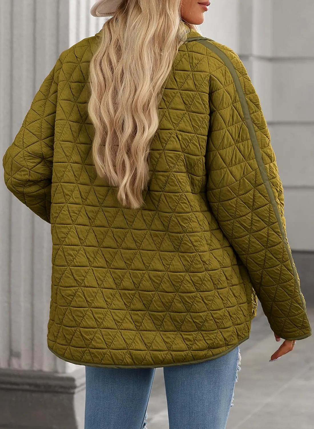 EVALESS Women's Lightweight Diamond Quilted Jacket Casual Winter Open Front Button Down Puffer Coat Outwear Cardigan
