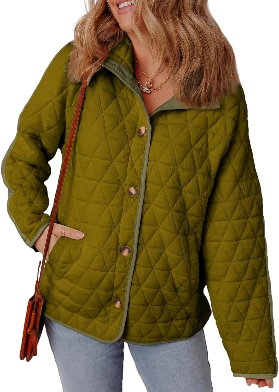 EVALESS Women's Lightweight Diamond Quilted Jacket Casual Winter Open Front Button Down Puffer Coat Outwear Cardigan