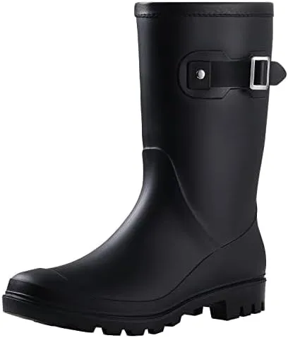 Evshine Women's Mid Calf Rain Boots Waterproof Garden Shoes