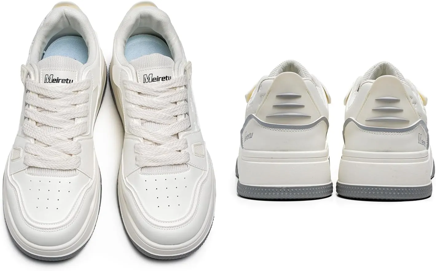Exusiai Mens Fashion Streetwear Shoes Casual Non Slip Lace-Up Walking Chunky Sneakers Outdoor White Comfortable Breathable Dad Shoes