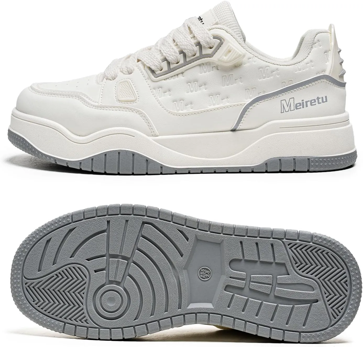 Exusiai Mens Fashion Streetwear Shoes Casual Non Slip Lace-Up Walking Chunky Sneakers Outdoor White Comfortable Breathable Dad Shoes