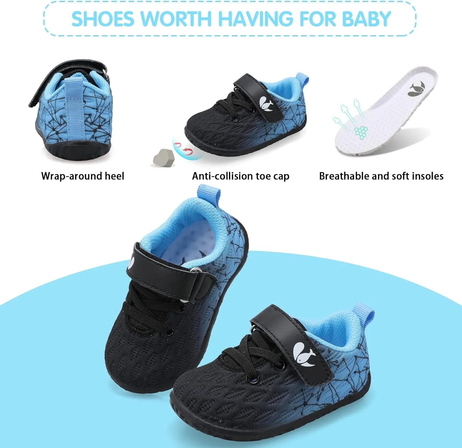 FEETCITY Baby Sneakers Boys Girls Infant Shoes First Walking Shoes Newborn Crib Shoes Toddler Slip On Shoes