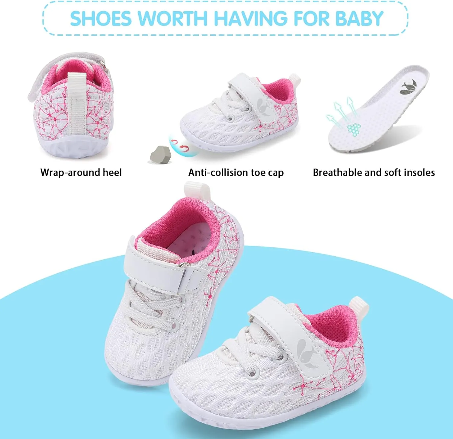 FEETCITY Baby Sneakers Boys Girls Infant Shoes First Walking Shoes Newborn Crib Shoes Toddler Slip On Shoes
