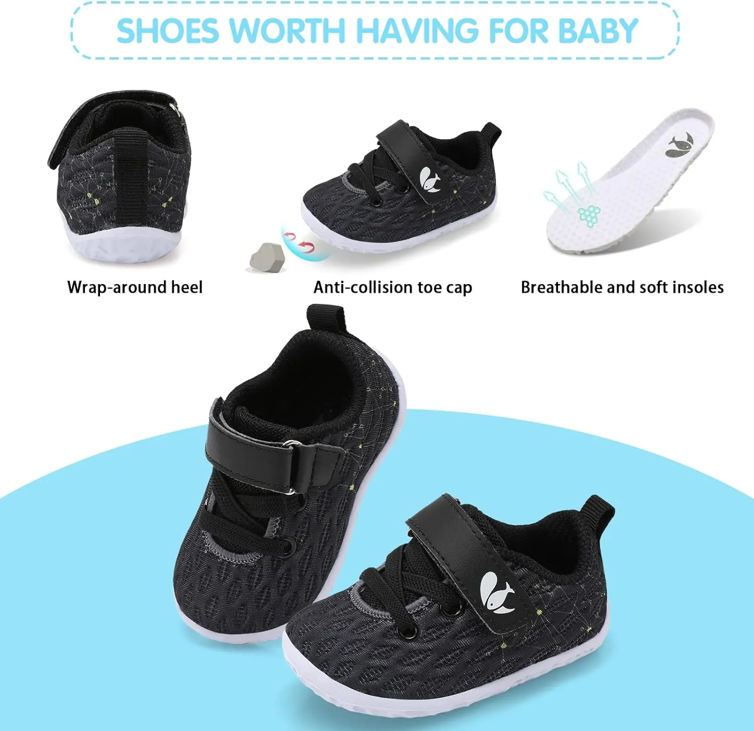 FEETCITY Baby Sneakers Boys Girls Infant Shoes First Walking Shoes Newborn Crib Shoes Toddler Slip On Shoes