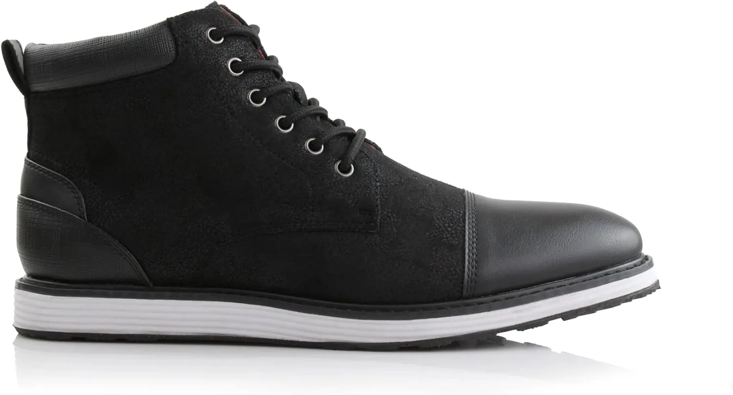 Ferro Aldo Birt MFA506027 Mens Memory Foam Casual Mid-Top Sneaker Desert Vegan Leather Chukka Boots