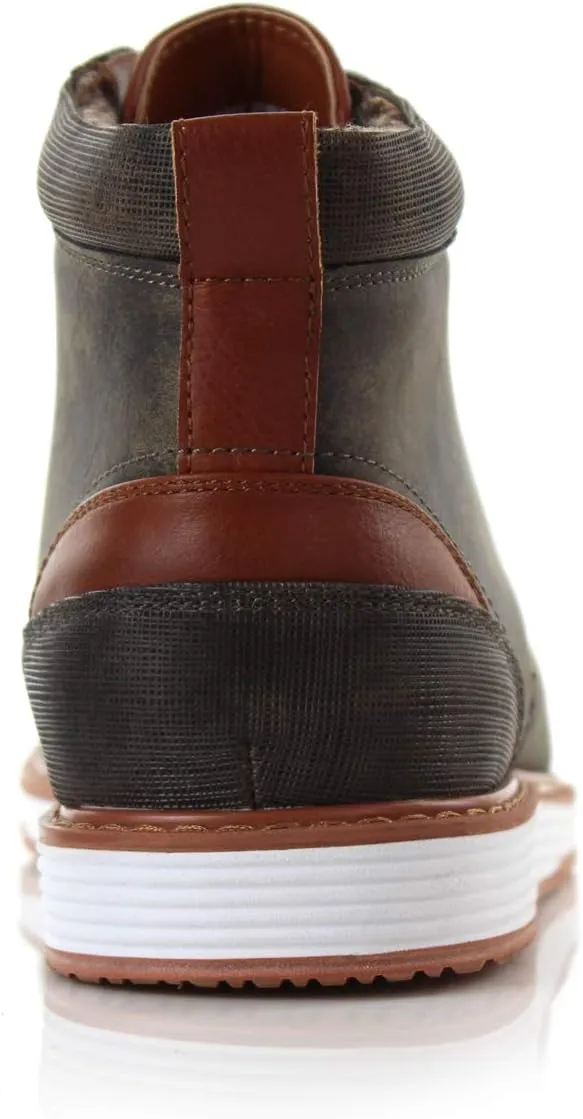 Ferro Aldo Birt MFA506027 Mens Memory Foam Casual Mid-Top Sneaker Desert Vegan Leather Chukka Boots