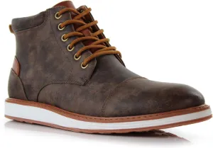 Ferro Aldo Birt MFA506027 Mens Memory Foam Casual Mid-Top Sneaker Desert Vegan Leather Chukka Boots