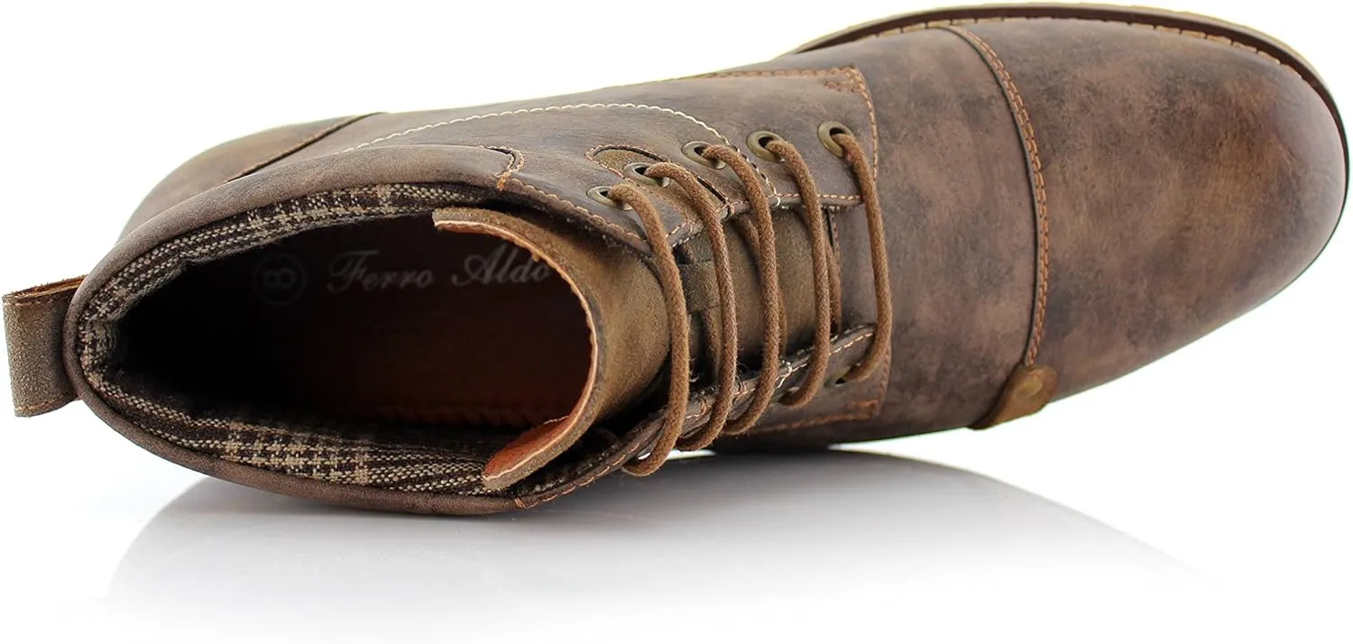 Ferro Aldo Blaine MFA806035 Mens Casual Brogue Mid-Top Lace-Up and Zipper Boots…