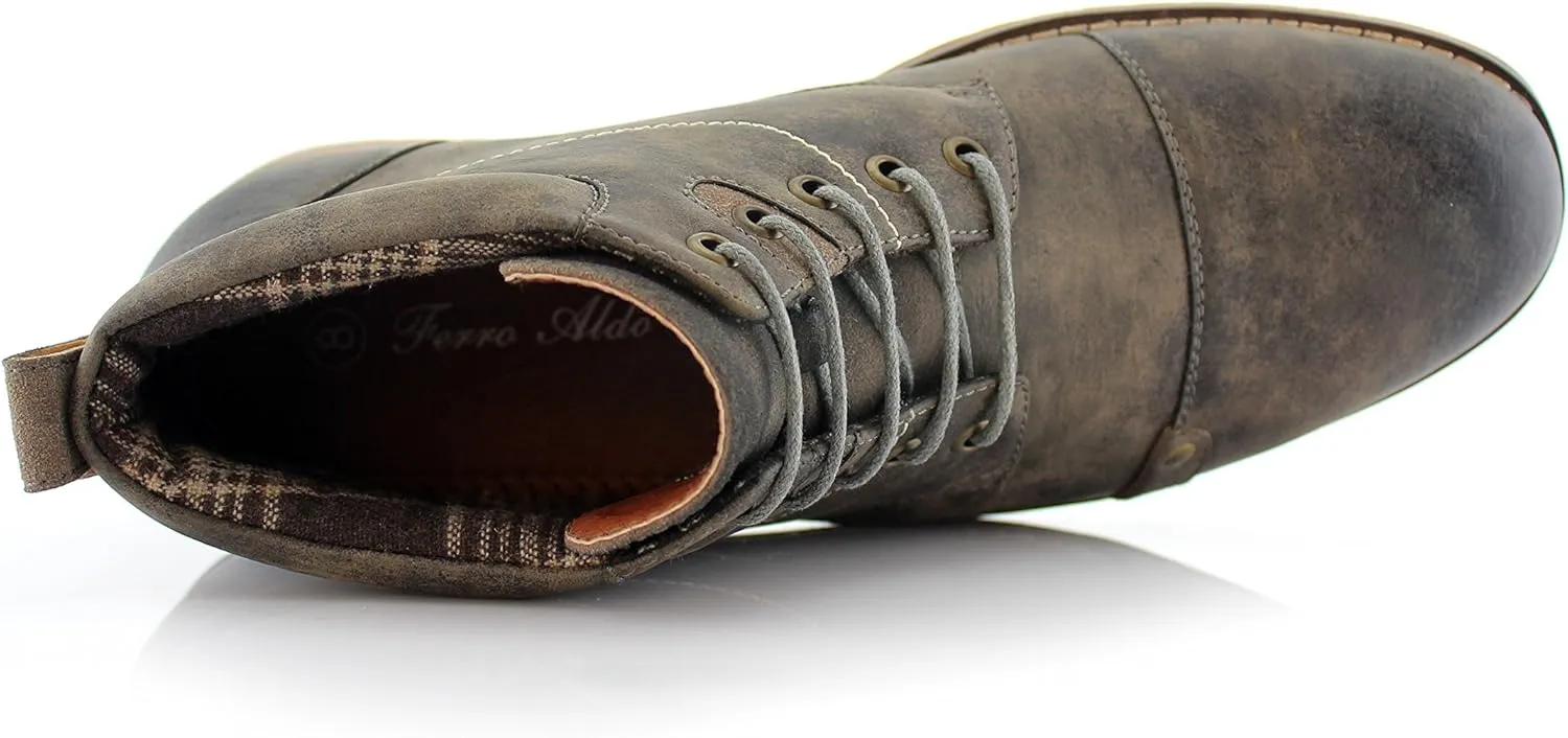 Ferro Aldo Blaine MFA806035 Mens Casual Brogue Mid-Top Lace-Up and Zipper Boots…