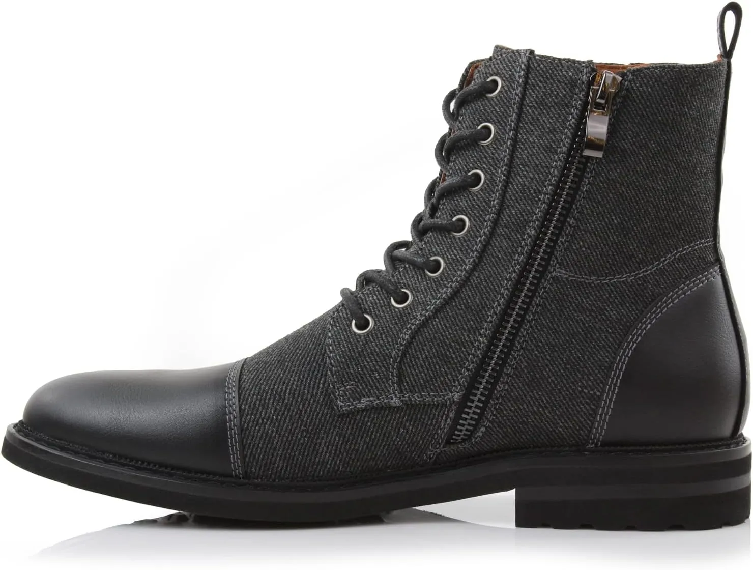 Ferro Aldo Reid MFA808561B Mens Casual Cap Toe Boot Motorcycle Zipper Boots Men